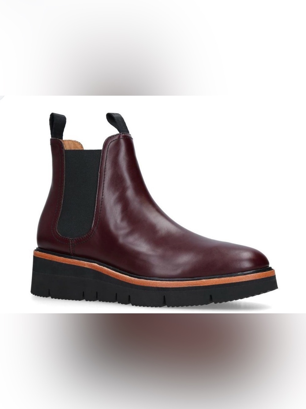 rag & bone "Taryn" Flatform Chelsea Boots in Burgundy/Maroon Leather
